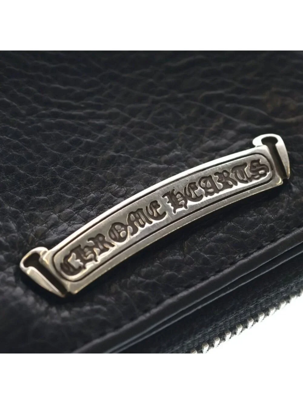 Chrome Hearts SQ Zip Bill Square Zip Leather Wallet Black